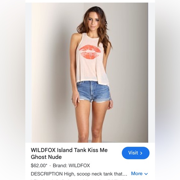 Wildfox Couture Kiss Me Island Tank Ghost Nude Size XS - Picture 5 of 8